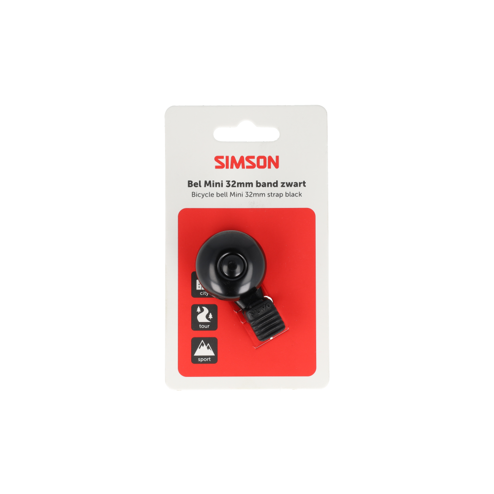 Simson S021228 bel Mini 32mm flex-band bevestiging zwart