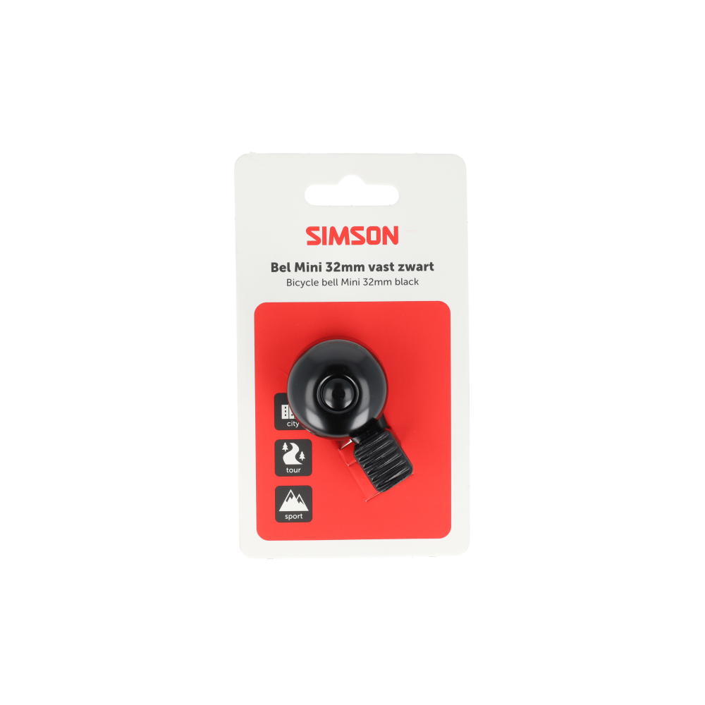 Simson S021229 bel Mini 32mm vaste kunststof bevestiging zwart