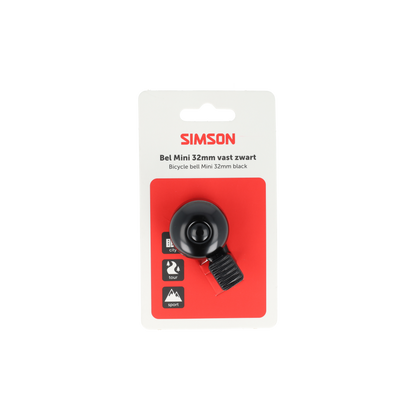 Simson S021229 bel Mini 32mm vaste kunststof bevestiging zwart