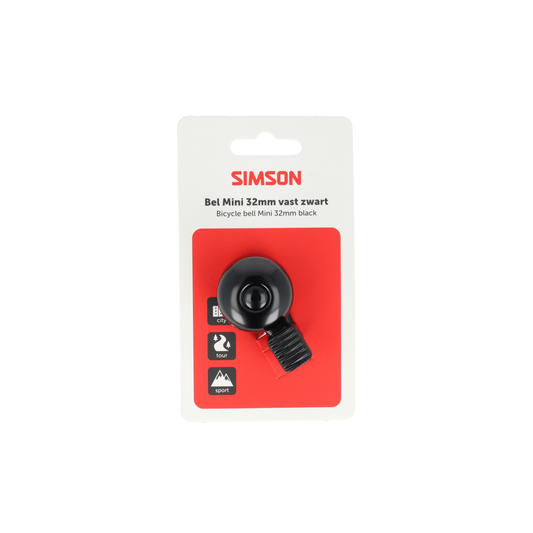 Simson S021229 bel Mini 32mm vaste kunststof bevestiging zwart