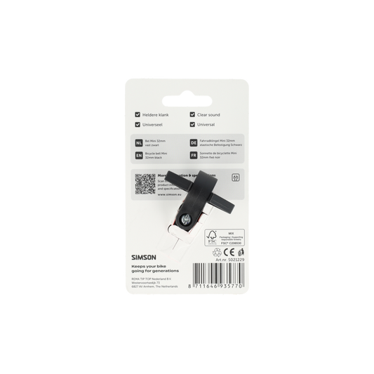 Simson S021229 bel Mini 32mm vaste kunststof bevestiging zwart