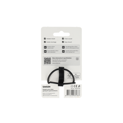 Simson S021230 bel Micro 23mm rubber elastiek bevestiging zwart
