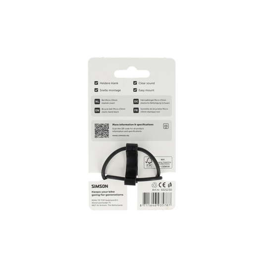 Simson S021230 bel Micro 23mm rubber elastiek bevestiging zwart