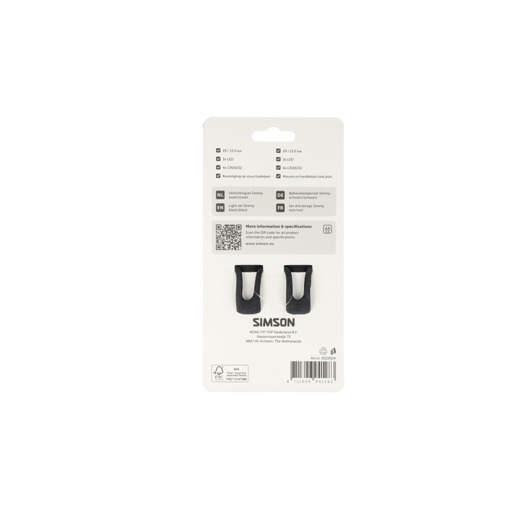 Simson S022024 batterij LED set Simmy zw/zw 29 LUX / 13.5 LUX