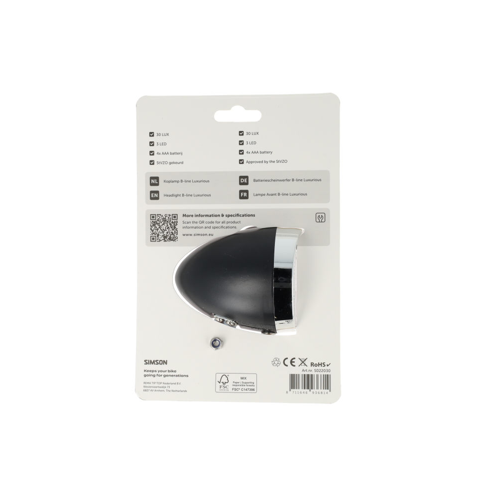 Simson S022030 batterij koplamp Classic Luxurious