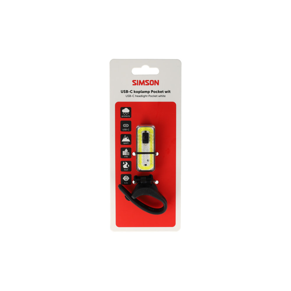 Simson S022031 koplamp Pocket USB-C LED wit