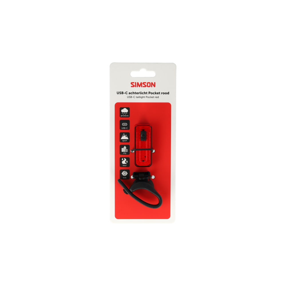 Simson S022032 USB-C LED lamp Pocket rood