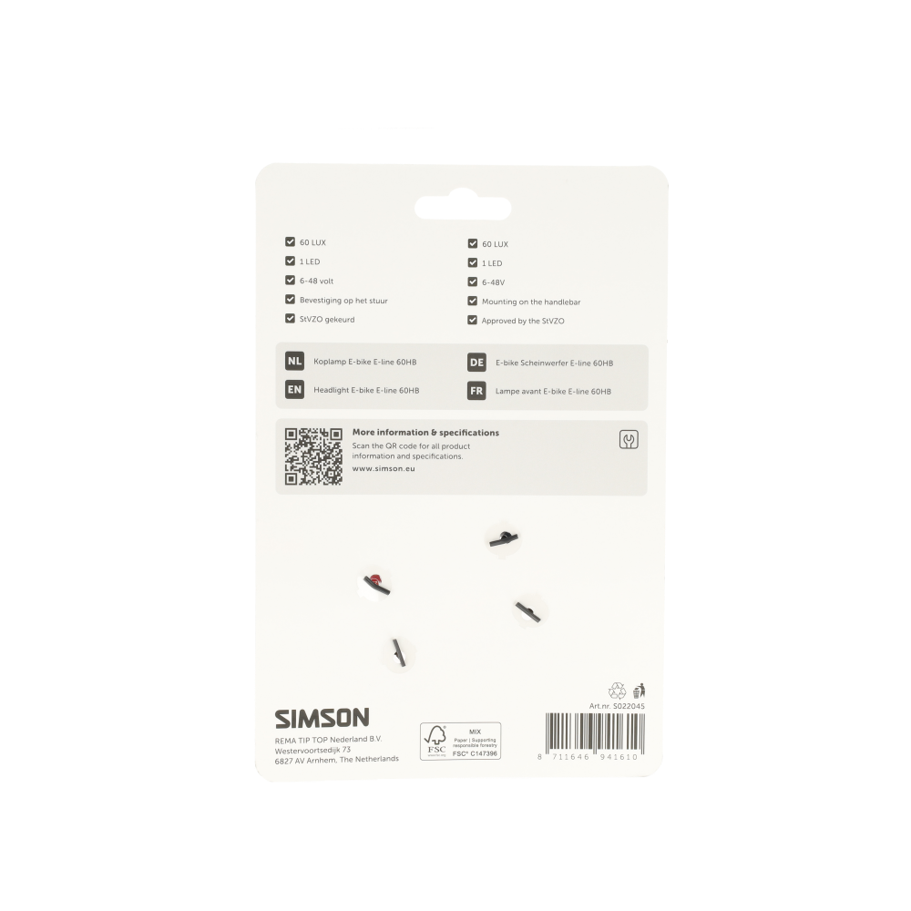 Simson S022045 Aurora koplamp E-line 60HB
