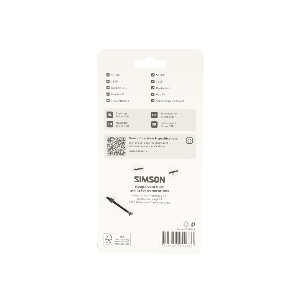 Simson S022049 Aurora koplamp D-line 50R