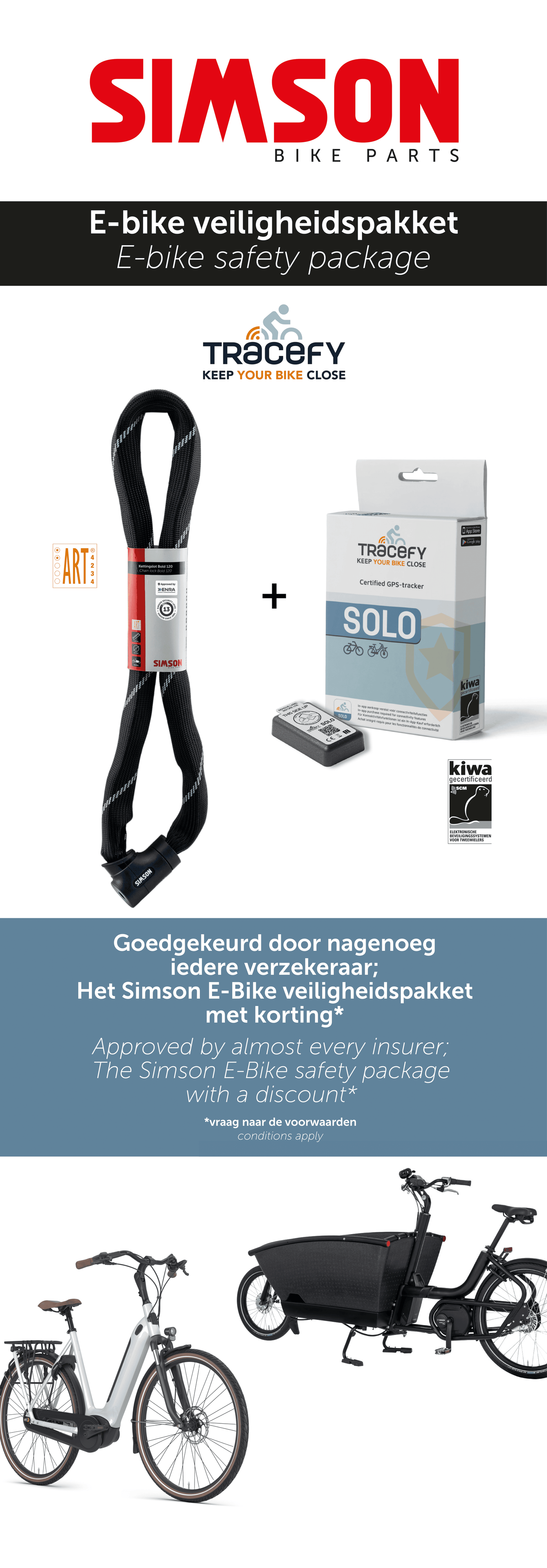Simson 020867 Actie Veiligheid Pakket (Bestaat uit: 1 x Simson Bold 120 + 1 x Tracefy SOLO)