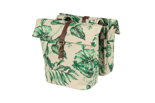 Basil 18082 Ever-Green dubbele fietstas 28-38L. sandshell beige