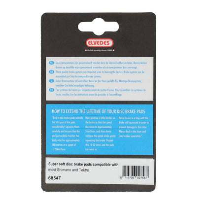 Elvedes 6854T disc brake pad soft compatible o.a. Shimano en Tektro