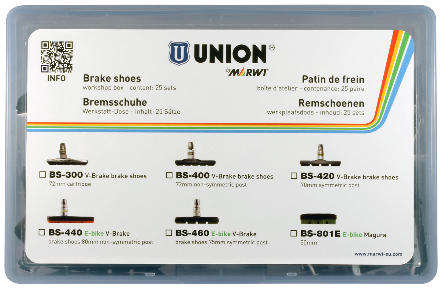 Marwi BS-440 BOX (25) V-brake 80 mm. (niet-symm. stift)