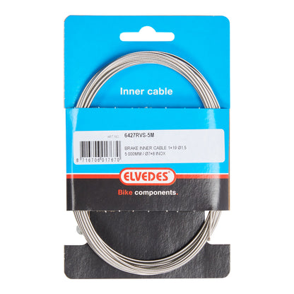 Elvedes 6427RVS-5M rem binnenkabel 5000 mm. 1×19 draads RVS ø1,5 mm. met T-nippel ø7×6 mm.
