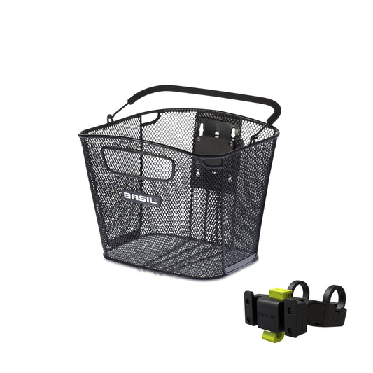 Basil 11242 Bold Front afneembaar KF + KF handlebar holder fietsmand zwart