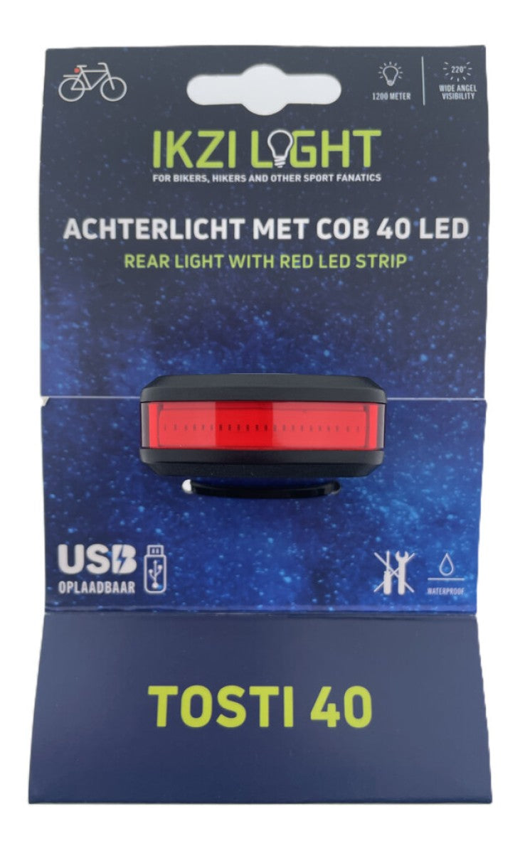 IkziLight achterlicht Tosti 40 COB led USB-oplaadbaar