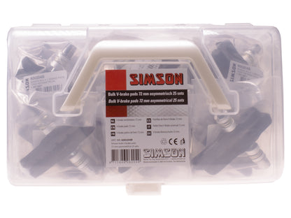 Simson 600204B V-brake pads 72 mm. asymmetrisch bulk (25 sets)