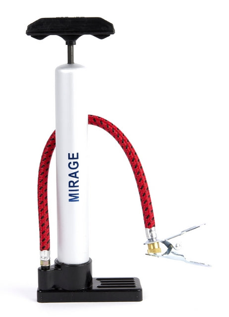 Mirage voetpomp cilinder 28 cm. met knijpventiel DV zilver