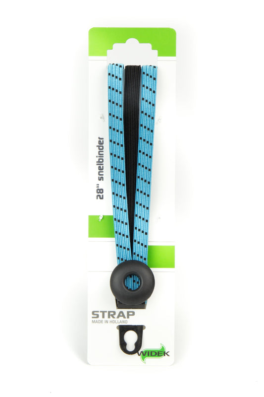 Widek Eye binder 1x12 mm. zwart, 2x12mm. babyblauw met zwarte stalen platen op kaart (54 cm.)