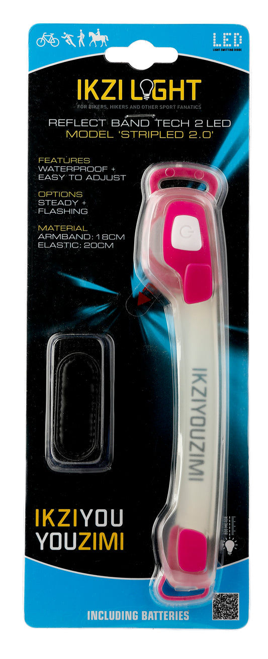 IkziLight armband stripled 2 x led roze