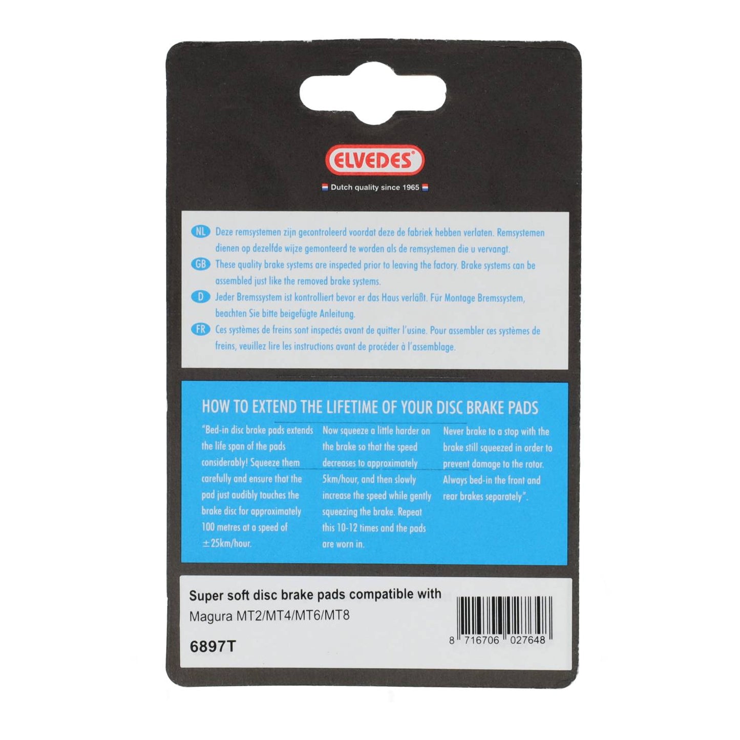 Elvedes 6897T disc brake pad soft compatible Magura