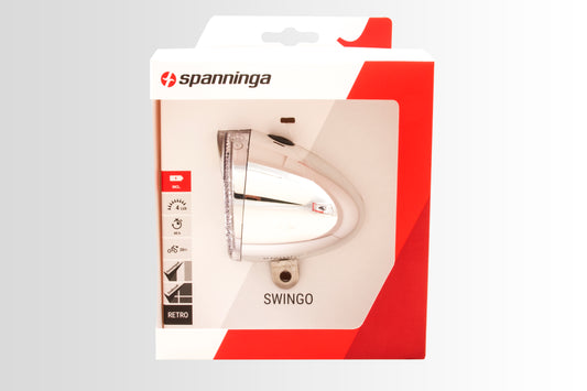 Spanninga Swingo XB koplamp chroom incl. 3 x AAA batterij