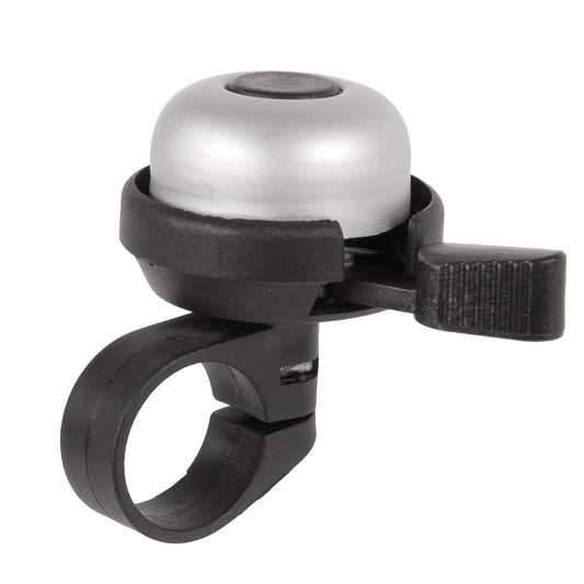 Fietsbel 'decibel' met klepel zilver/zwart