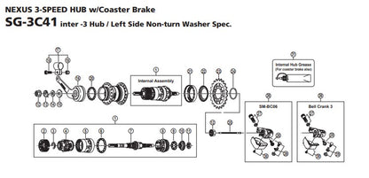 Shimano Y32139040 borgmoer rechts 4,5 mm. (168 mm. as) SG-3C41