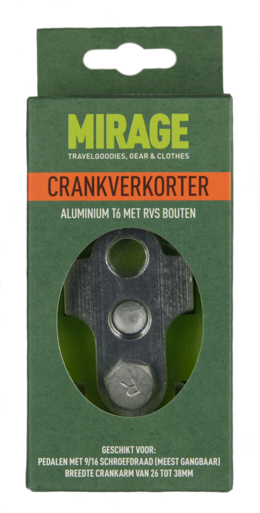 Mirage crankverkorter aluminium T6 met RVS bouten zilver