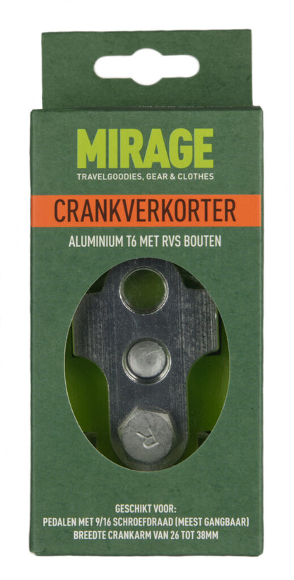 Mirage crankverkorter aluminium T6 met RVS bouten zilver
