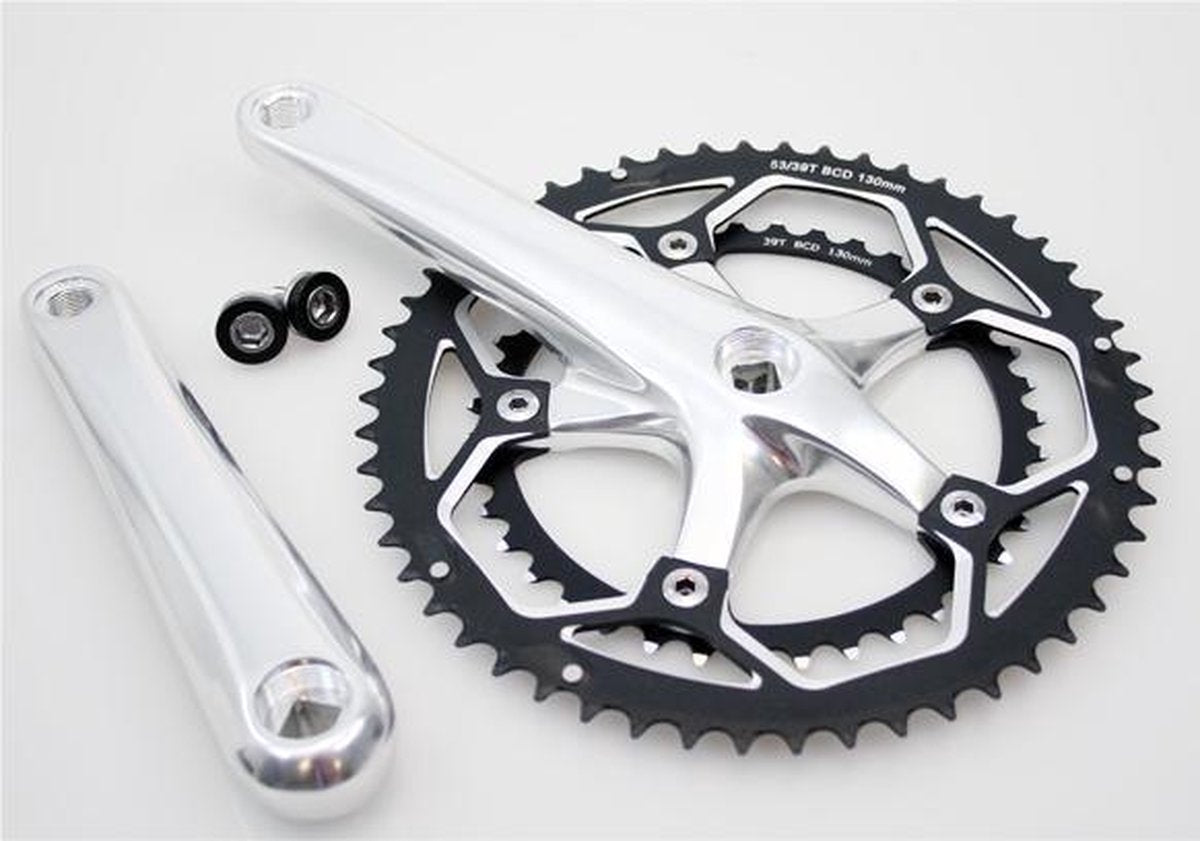 Lasco kettingwiel race 53-39T. aluminium zilver (-1 mm diep)