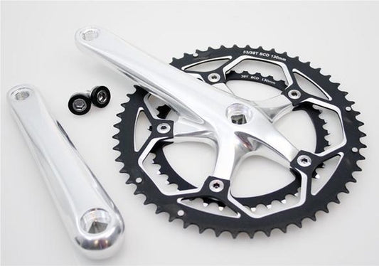 Lasco kettingwiel race 53-39T. aluminium zilver (-1 mm diep)