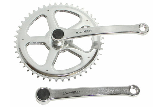 Single speed crankstel set staal 4-kant 44T. 1/2x3/32  verchroomd 170 mm.