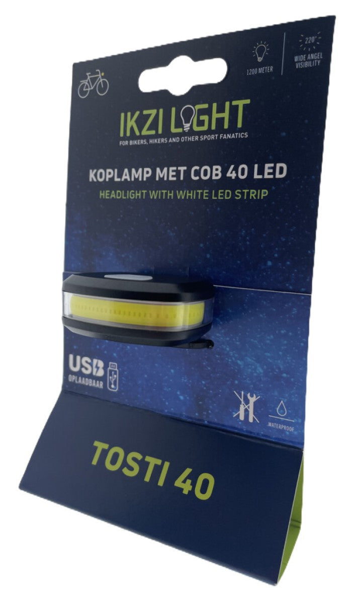 IkziLight koplamp Tosti 40 COB led USB-oplaadbaar