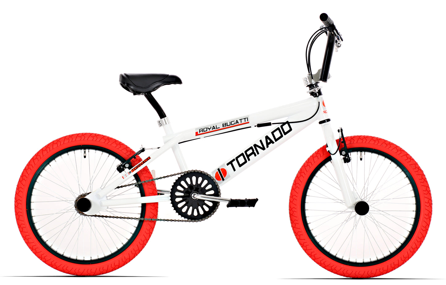Freestyle BMX Luxe wit, rode banden