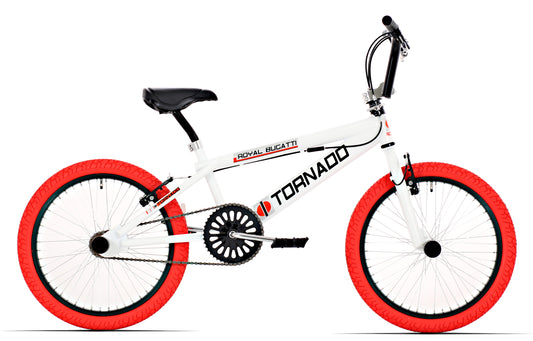 Freestyle BMX Luxe wit, rode banden