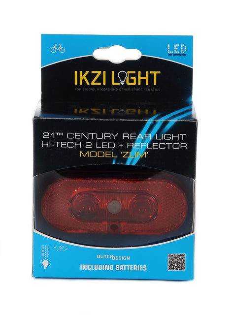 IkziLight achterlicht op drager Zlim zwart reflectie-scherm en dragerfit 2 Hi-Tech LED rood