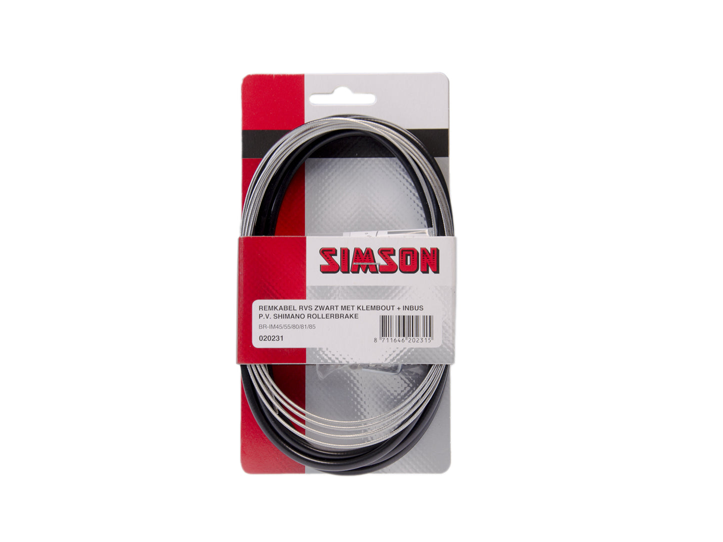 Simson 020231 remkabelset RVS Shimano rollerbrake met klembout BR-IM 45/55/80/81/85 zwart