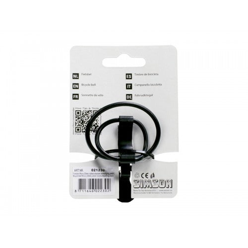 Simson 021230 fietsbel micro 23 mm. zwart rubber elastiek bevestiging