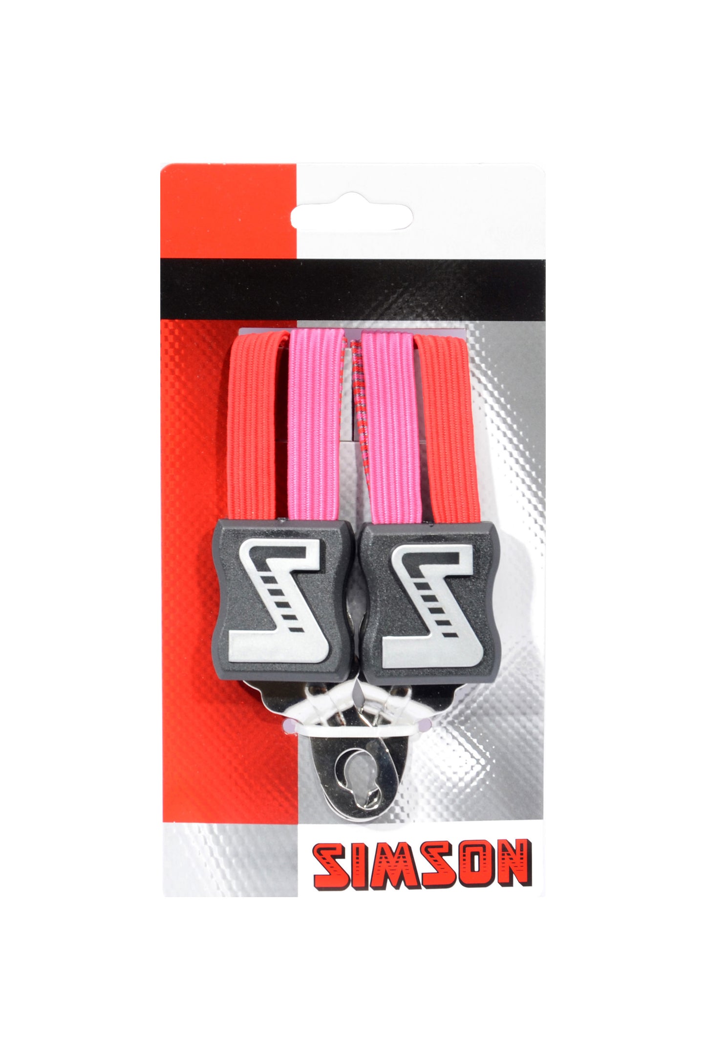 Simson 021349 snelbinder roze-rood, extra kort 49 cm., 3 binder, univ. asplaat, v.a. 20"