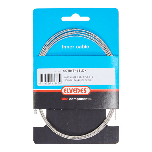 Elvedes 6472RVS-49-SLICK binnenkabel versnelling slick RVS 4x4 Ø1.1mm. L-2250 nipp.