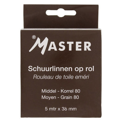 Master schuurlinnen 5 mtr. op rol, korrel 80 middel