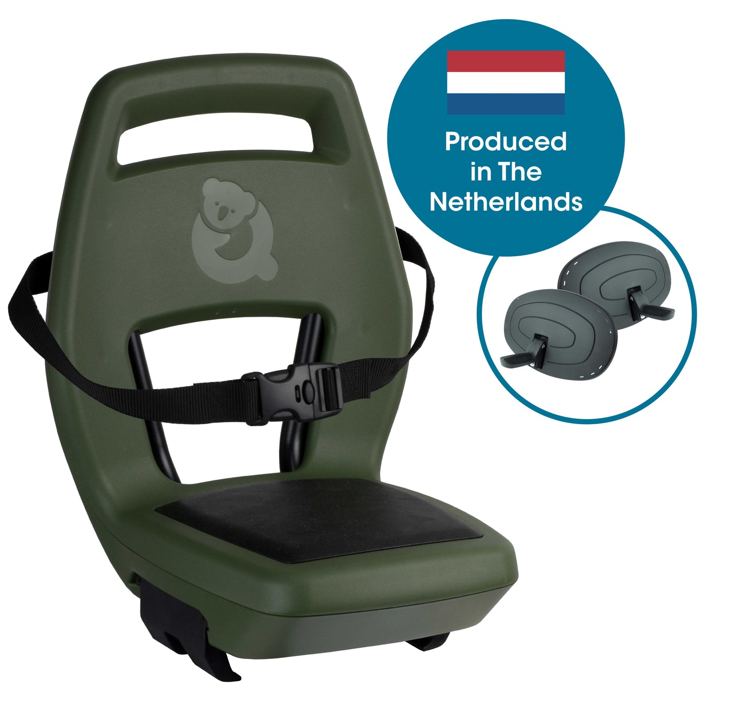 Qibbel Q343 Junior 6+ zitje legergroen/zwart incl. voetsteuntjes en voetbeschermplaten