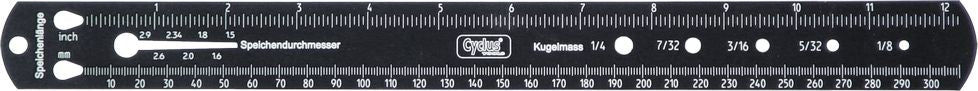Cyclus spaaklineaal & kogelmeter, metaal