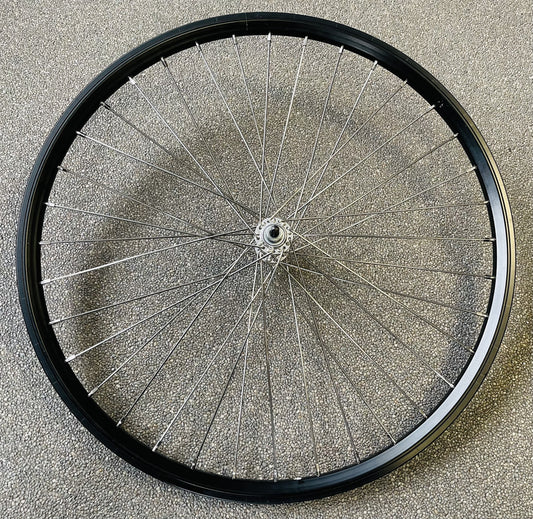 Voorwiel 26" - 559 Dynamic leenfiets zwart RVS spaken alu. voornaaf