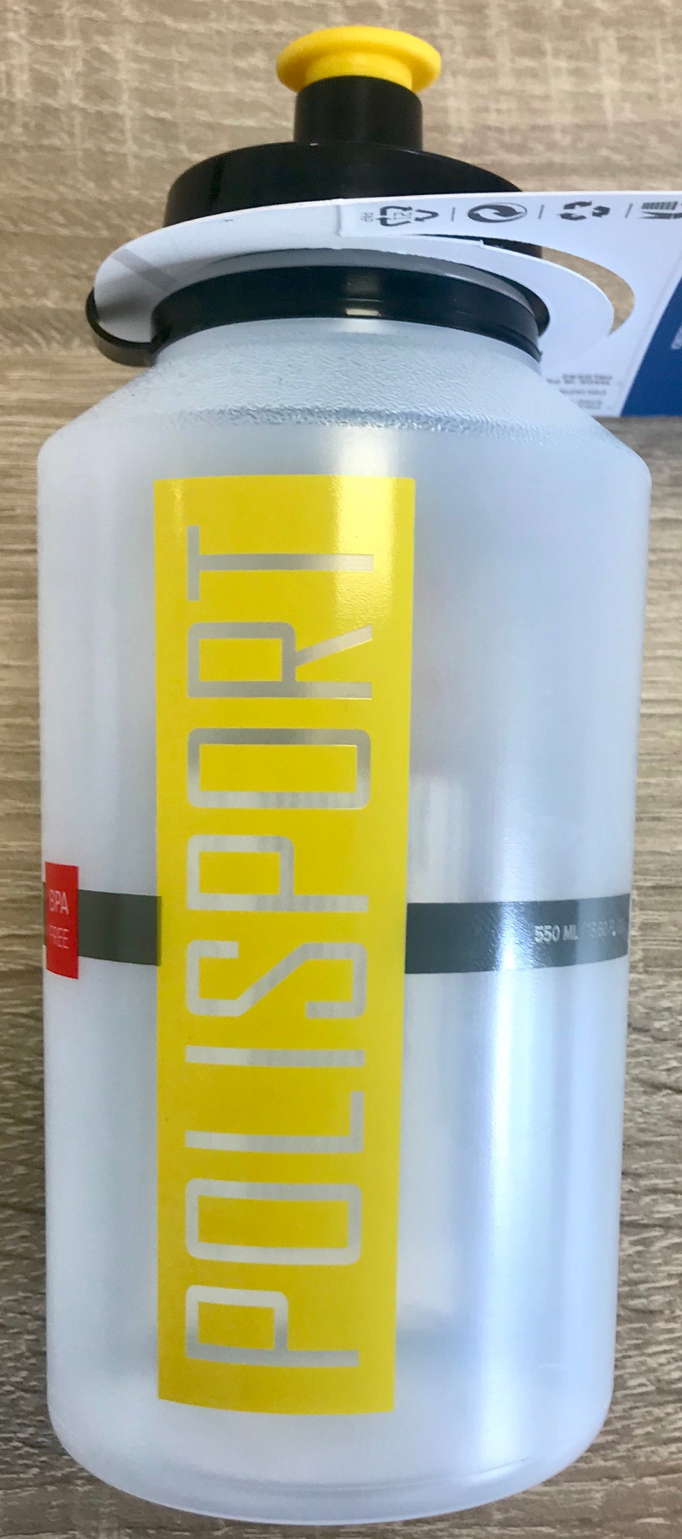 Polisport bidon 550 ml. transparant/geel