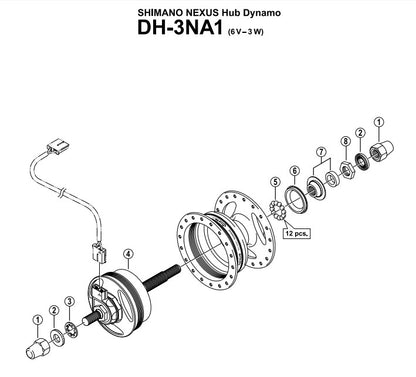 Shimano Y25V98080 conus links voor naafdynamo DH-3NA1 (M 11 x 9) - 4,5 mm.