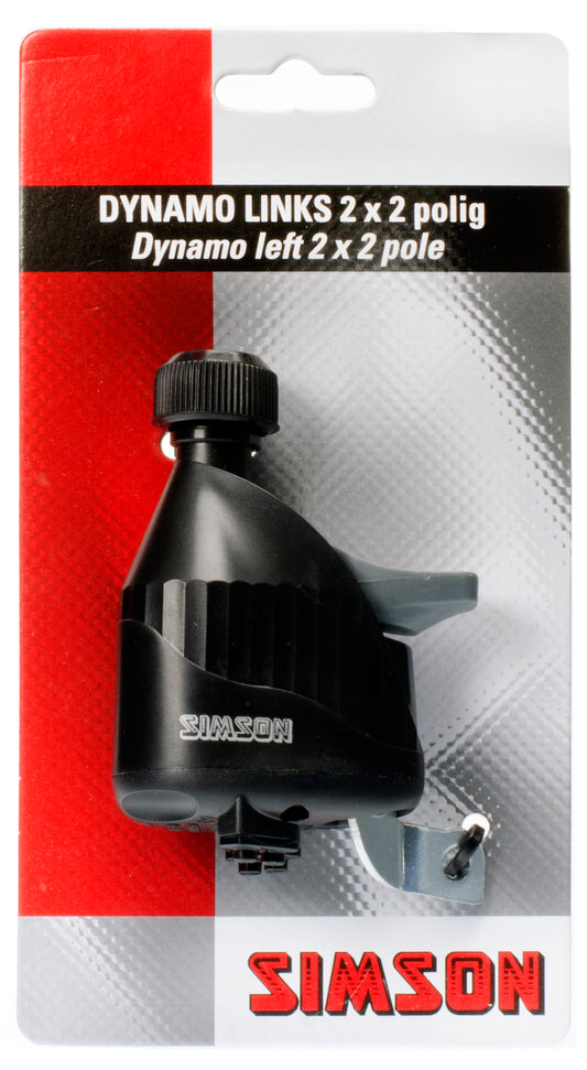 Simson 022019 dynamo links met rubber loopwiel 2x2 polig zwart