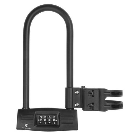 M-Wave beugelslot met code en houder 124 mm. x 260 mm. zwart