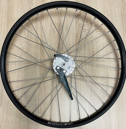 Voorwiel 26" - 559 Vision25 leenfiets zwart RVS spaken RB voornaaf+remplaat